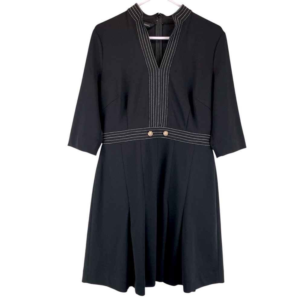 NEW MING WANG Classic Career Dress A-line Pleated Black Knee Length Sz S NWT